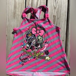 Girls‎ Tank Top PINK MONSTER HIGH RACERBACK Halter  Loose Fit Flared S 6-6X